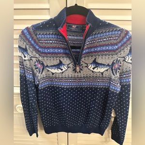 Vineyard Vines Boys Marlin Whale 1/4 Zip Sweater (Size M/ 12-14)
